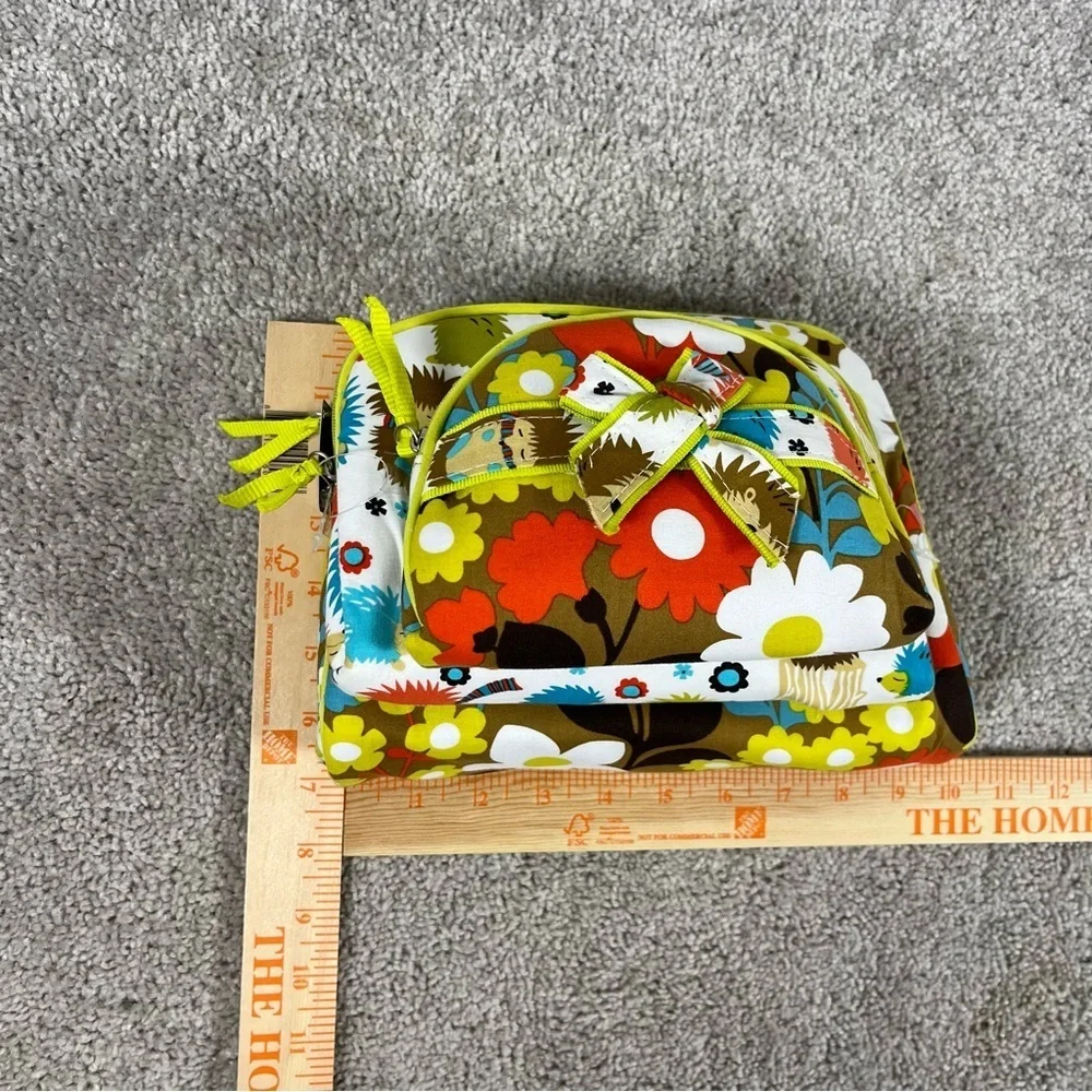 NWT Once Upon a Rose Colorful Floral Animal Print Pouch 3 Piece Cosmetic Bag Set